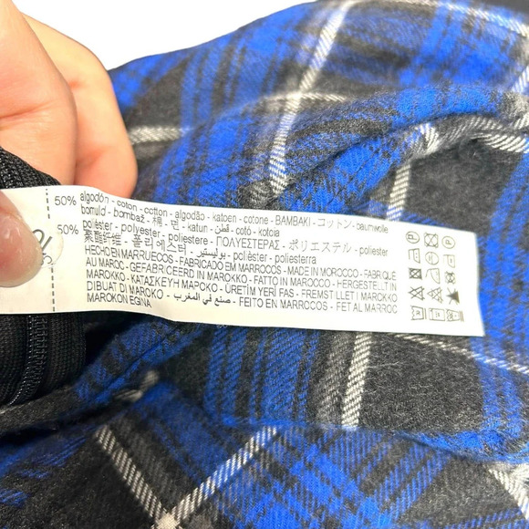 Zara‎ Blue Plaid Flannel Cropped Button Down Shirt Size XS - Picture 10 of 11